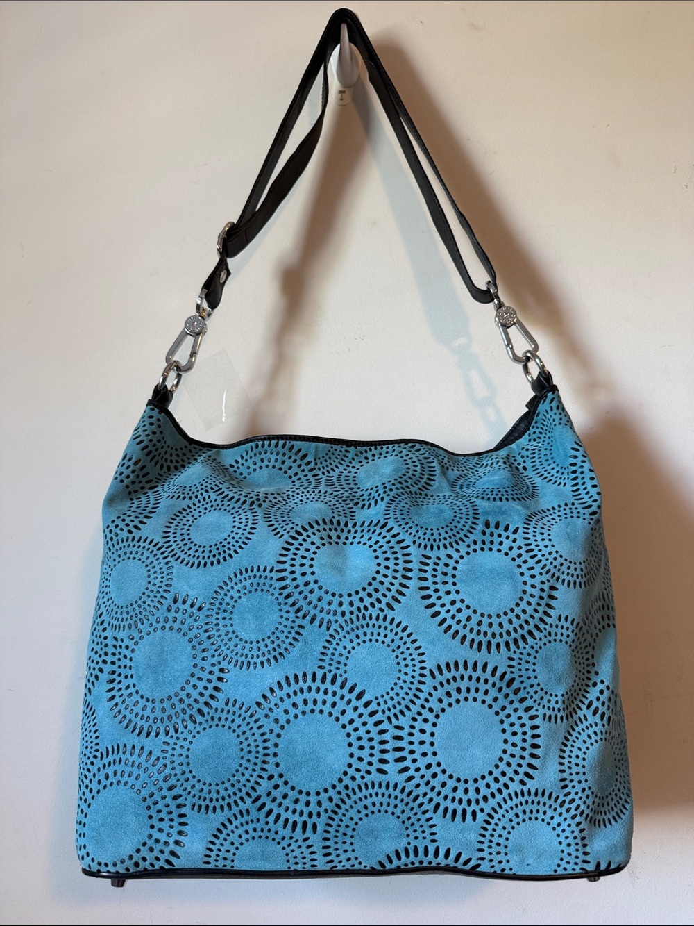 ABRO Sky Blue Laser-Cut Shoulder Bag with Detachable Strap/ Crossbody